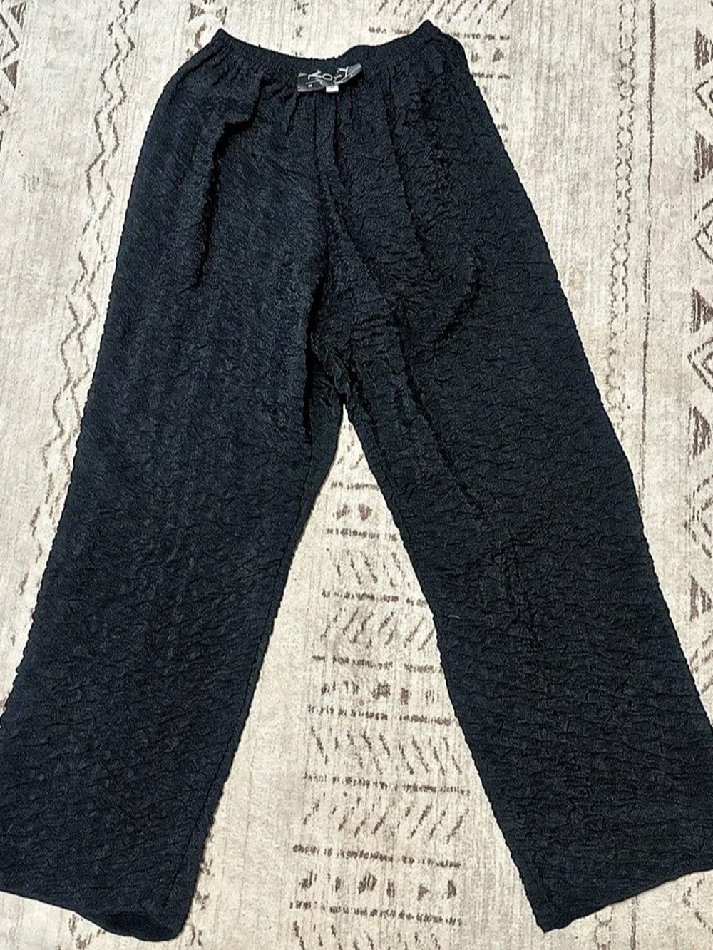 VTG Roxy Wells Textured Wide Leg Pants in Black Size Medium